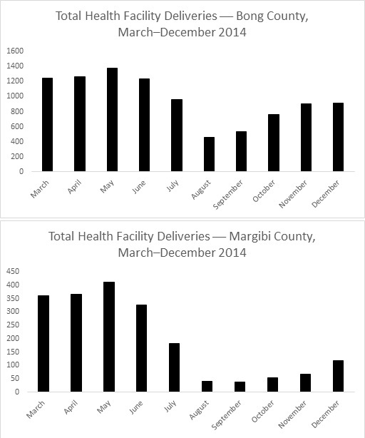 Total Number of Deliveries in Bong and Margibi County Health Facilities