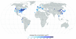 Figure 1 is a world map, depicting the 399 urban areas and related average annual concentrations of Sulfur dioxide within the study period from 1980 to 2018.