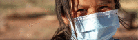 Navajo child wearing a surgical mask
