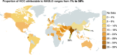 Proportion of HCC attributable to MASLD worldwide. India has the
highest proportion of HCC attributable to MASLD (38%) and China has the
lowest (1%) (70). (Map created with and adapted and reprinted under a CC
BY-SA 4.0 license from MapChart [https://www.mapchart.net/].)