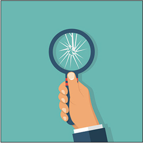 Broken magnifying glass. Vector illustration flat design. Isolated on background. Limited review.