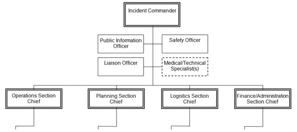 First level organization of the Hospital Incident Command System