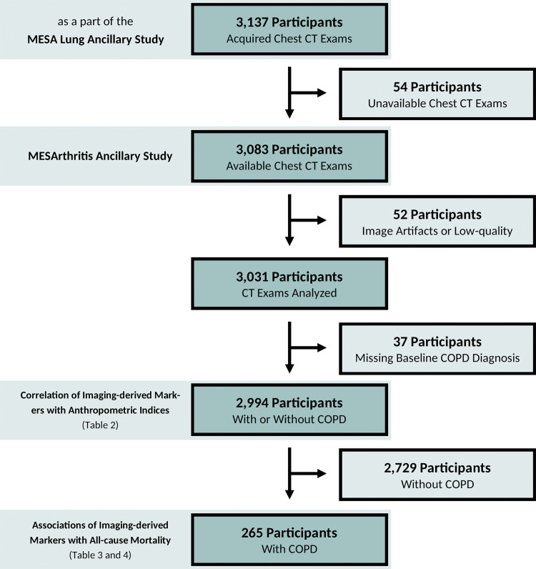 Flow diagram of the MESArthritis ancillary study. COPD = chronic obstructive pulmonary disease, MESA = Multi-Ethnic Study of Atherosclerosis.