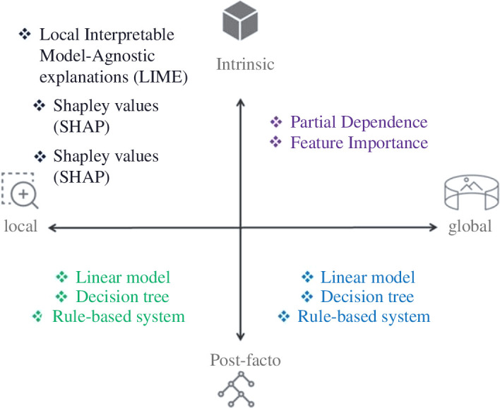 Types and levels of algorithm explainability.