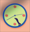 Man walking round covid clock, illustration.
