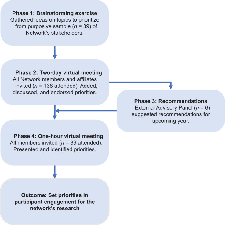 Figure 1. The four-phase process to identify Network priorities. Figure 1 depicts the stages of the process used to identify Network priorities.