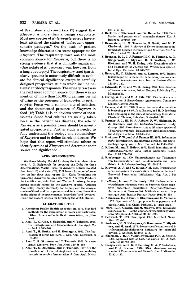 Kluyvera, a new (redefined) genus in the family Enterobacteriaceae ...