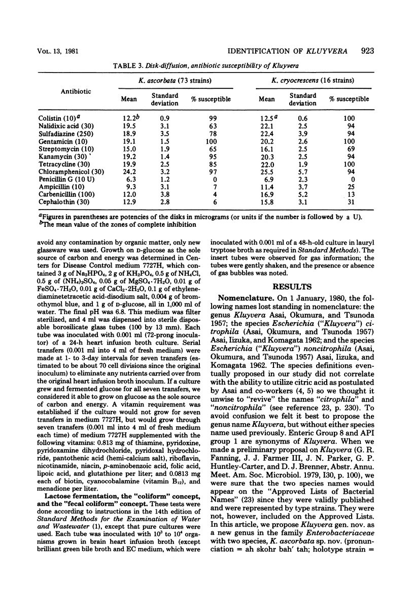 Kluyvera, a new (redefined) genus in the family Enterobacteriaceae ...