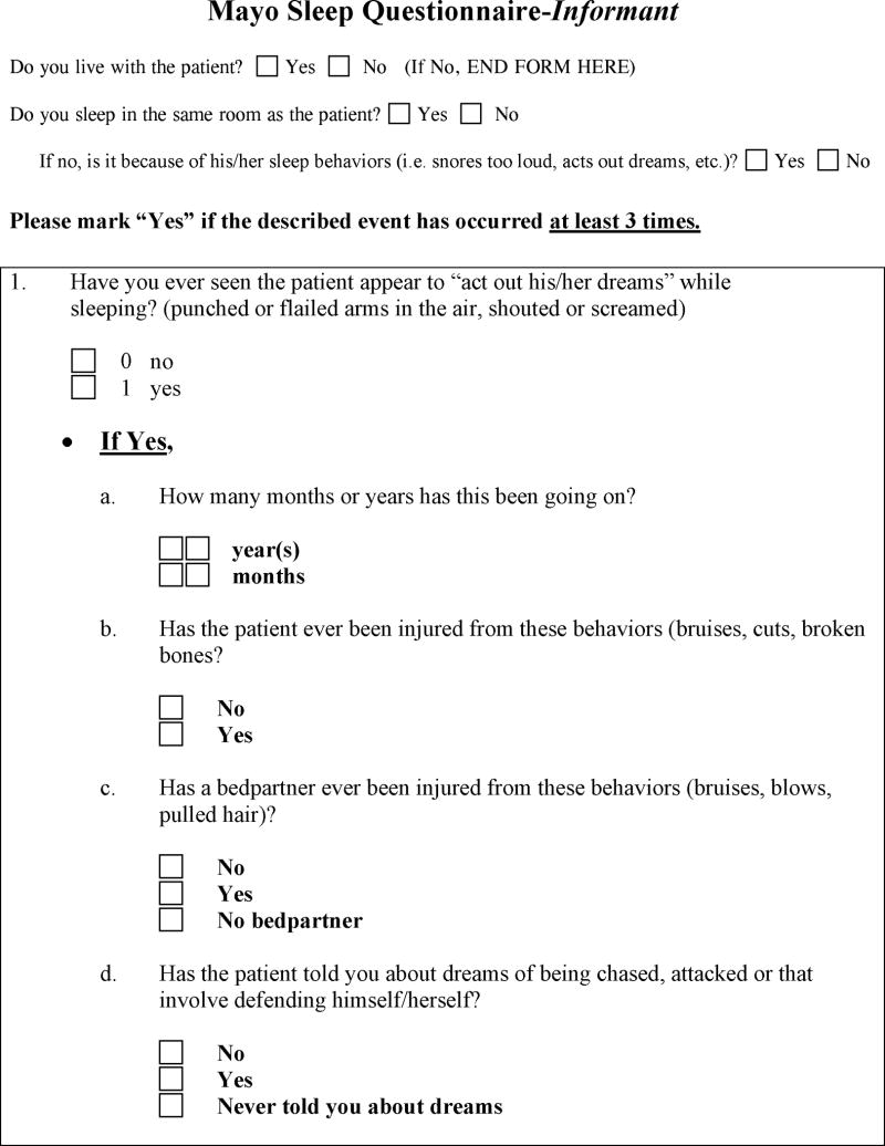 Mayo Sleep Questionnaire-Informant