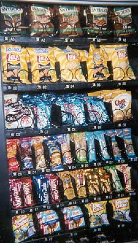 Photo of vending machine snack selection before intervention