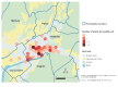 The heatmap shows that cases more frequently visited or resided in the western part of the town of Albertville during their incubation period.