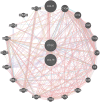 The hub genes and the differentially expressed genes showed the complex protein-protein interaction network with the co-expression of 8.01%, physical interactions of 77.64%, colocalization of 3.63%, predicted of 5.37% and shared protein domains of 0.6%.