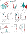 Figure 4. NK cells in MHC-I heterogeneous tumors are enriched with Itga2 and IL2 signaling-related genes. A–C, Single-cell RNA sequencing performed on untreated parental and MHC-I HETEMT6 tumors. A, UMAP of tumor-infiltrating NK cells using SingleR. B, Differentially expressed genes compared between the NK cells in parental and MHC-IHET EMT6 tumors (colored genes all show absolute log FC > 1 and P < 1e−5). C, IL2-STAT5 single-sample gene set enrichment analysis (ssGSEA) was performed on the NK cells taking individual cells as the sample (P < 0.0001). D, Untreated parental and MHC-IHET EMT6 tumors were CD45+ tumor-infiltrating leukocytes bead isolated. RNA was extracted and utilized for NanoString gene expression using the PanCancer Immune Pathways codeset (>700 immune-related genes). Analyzed by Student t test (n = 4). E, Flow cytometry analysis of CD49b expression tumor-infiltrating NK cells (CDp46+) from untreated parental and MHC-IHET EMT6 tumors. Mean shown with SEM. Analyzed by Student t test. n = 3–4. *, P ≤ 0.05; **, P ≤ 0.01.