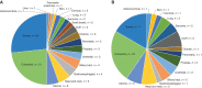 Figure 4. Tumor groups in efficacy-evaluable patients with F1(CDx) TMB. Tumor types from (A) all patients with F1(CDx) TMB ≥10 mut/Mb (n = 90) and (B) F1(CDx) TMB ≥16 mut/Mb (n = 42). Nineteen different tumor types for all patients with F1(CDx) TMB testing and 16 different tumor types for F1(CDx) TMB ≥16 mut/Mb were represented among efficacy-evaluable patients, with the largest groups comprised of patients with breast and colorectal cancers. CDx, Companion Diagnostic; CUP, carcinoma of unknown primary; F1, FoundationOne; TMB, tumor mutational burden.