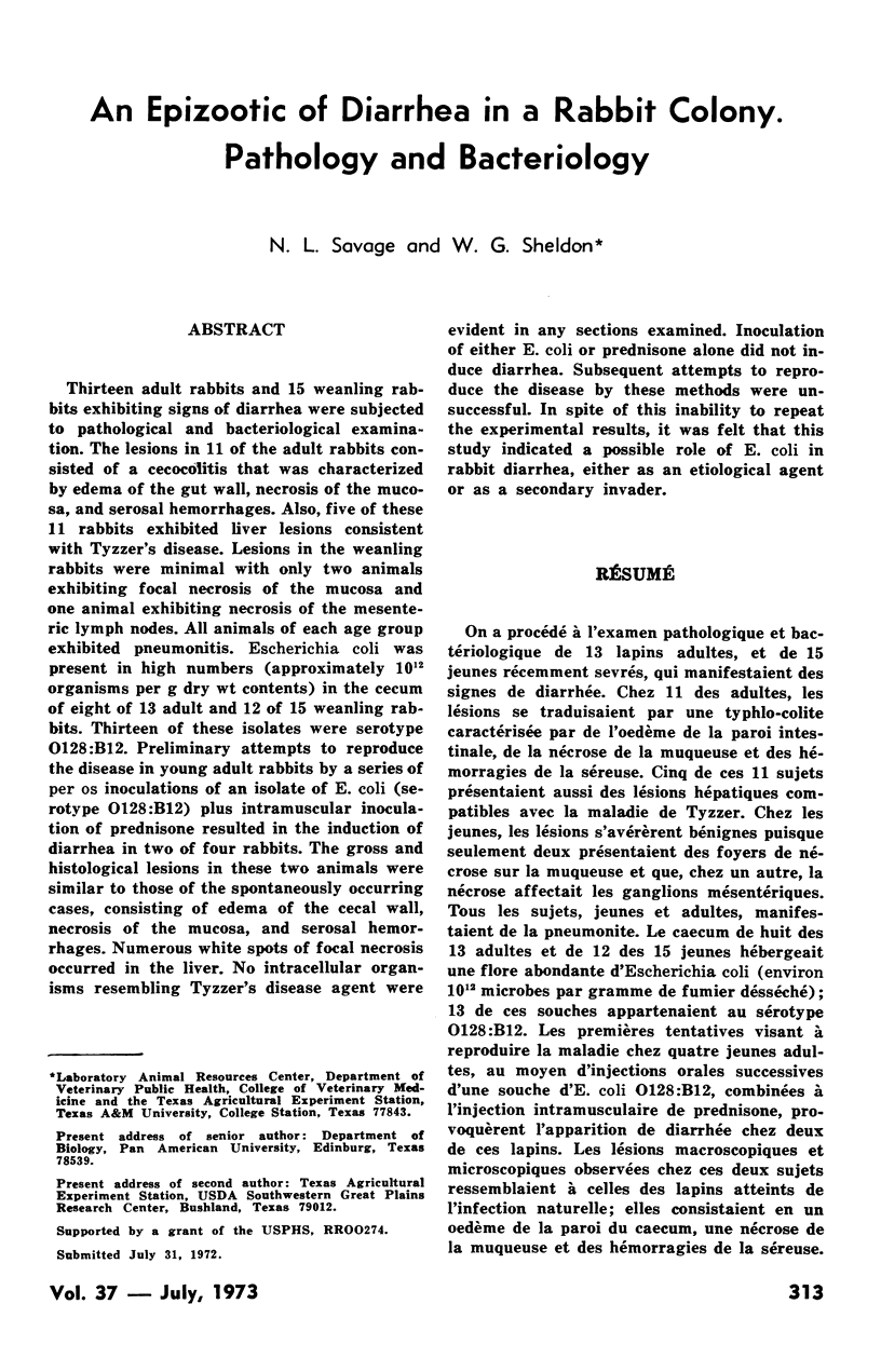 An Epizootic of Diarrhea in a Rabbit Colony. Pathology and Bacteriology ...