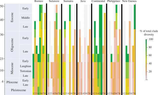 Reconstructed species richness over time across the IAA.