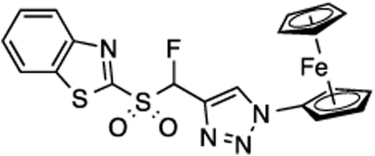 2-{[(1-Ferrocenyl-1H-1,2,3-triazol-4-yl)fluoromethyl]sulfonyl}benzo[d]thiazole (10)