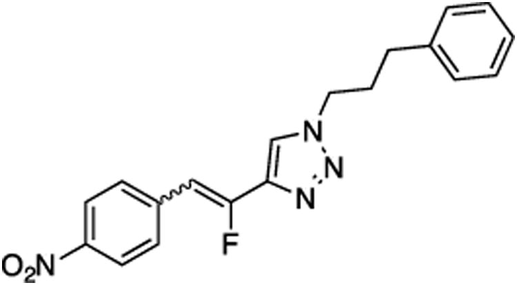 (E/Z)-4-[1-Fluoro-2-(4-nitrophenyl)vinyl]-1-(3-phenylpropyl)-1H-1,2,3-triazole (19)