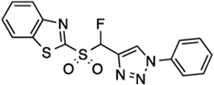 2-{[Fluoro(1-phenyl-1H-1,2,3-triazol-4-yl)methyl]sulfonyl}benzo[d]thiazole (2)