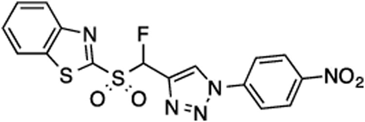 2-{[Fluoro(1-(4-nitrophenyl)-1H-1,2,3-triazol-4-yl)methyl]sulfonyl}benzo[d]thiazole (6)