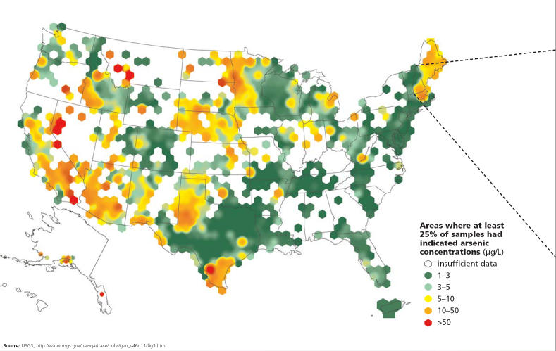 Arsenic concentrations across the United States . . .