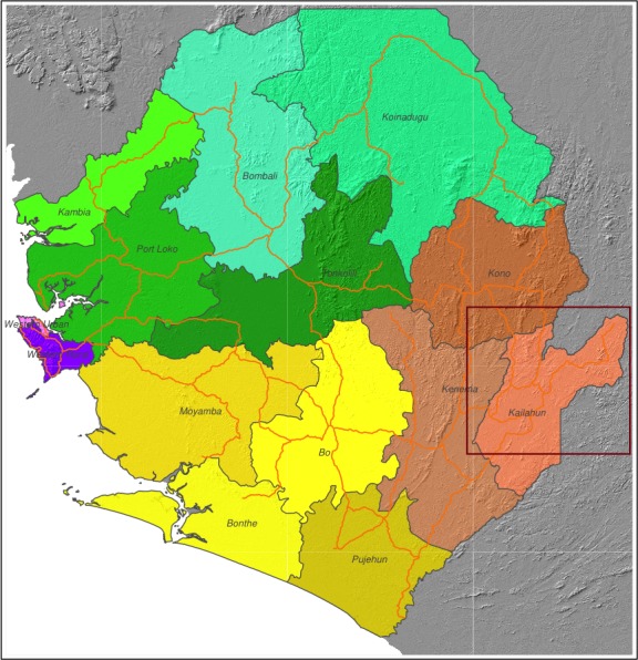 Figure S1. Administrative map of the Districts of Sierra Leone.