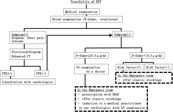 Fig. 1B Strategy of diagnosis and therapy for DVT during the night.