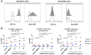 Figure 2. GSK2857916 induces DC activation and maturation in vitro. Differential expression of CD11c and HLA-DR allows for a gating strategy that distinguishes isolated iDCs from NCI-H929 tumor cells. A, Histograms representing CD11c and HLA-DR surface expression in untreated iDCs and NCI-H929 cells. Gray, antibody histogram; white, isotype histogram. B, CD40, CD83, and CD86 surface expression by flow cytometry in isolated iDCs from three healthy donors following a 24-hour co-culture with NCI-H929 cells, which were pretreated as indicated for 48 hours. Shown are the percentage of positive cells per donor and mean. A two-way ANOVA statistical analysis was performed. ns, not significant; *, P < 0.05.