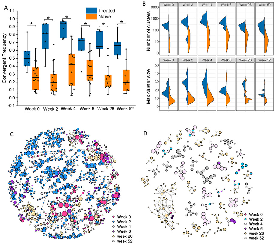 Frequency of BCR convergent families differed with prior treatment with sipuleucel-T.