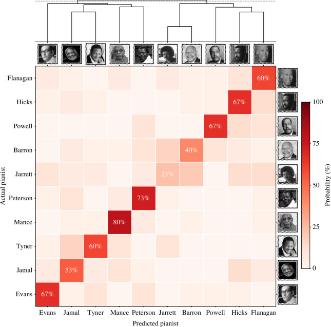 Confusion matrix and clustering dendrogram.